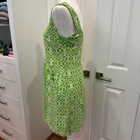 Jude Connally Lime Green & White Geometric Midi Dress - Picture 3 of 13